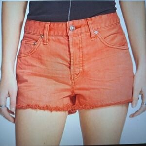 Free People Vibrant Orange Jean Shorts